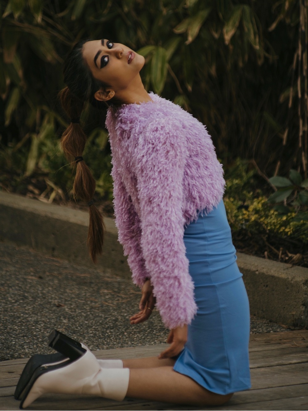 ZARA Feather Effect Pink Cropped Sweater/Top